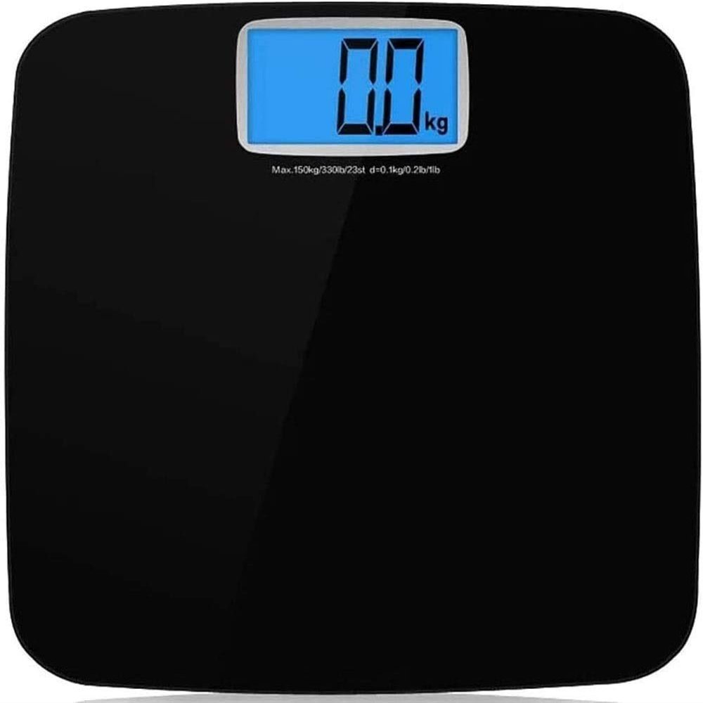 HOUDISAM Digital Bathroom Scale, Waterproof Anti SkidBlack Highly Accurate Body Weight Scale with Round Corner Design, Measures Weight up to 330 lbs(Black)