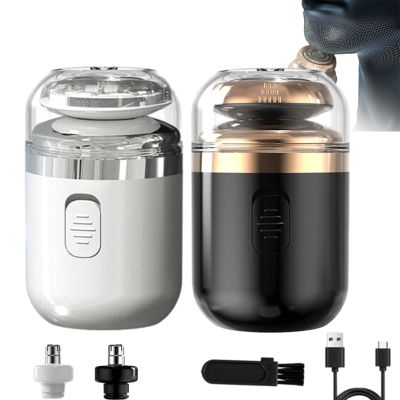 Mini Portable Electric Shaver, Capsule Razor, 2 in 1 Mini Capsule Shaver, USB Rechargeable Waterproof Electric Razors, Travel Razor,Travel Shaver, Electric Razor for Home,Car (Black+White)