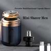Mini Portable Electric Shaver, Capsule Razor, 2 in 1 Mini Capsule Shaver, USB Rechargeable Waterproof Electric Razors, Travel Razor,Travel Shaver, Electric Razor for Home,Car (Black+White) view 2