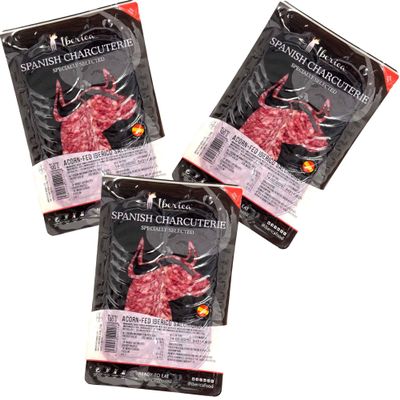 3x 100g Spanish Sliced Acorn-fed Iberico Pork Salchichon Free Range Iberian Pigs Iberica Food Sliced Meat