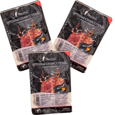 3x 100g Spanish Sliced Acorn-fed Iberico Lomo Slices Finest Pieces of Charcuterie Produced in Pork Lion Spain. Iberica Food