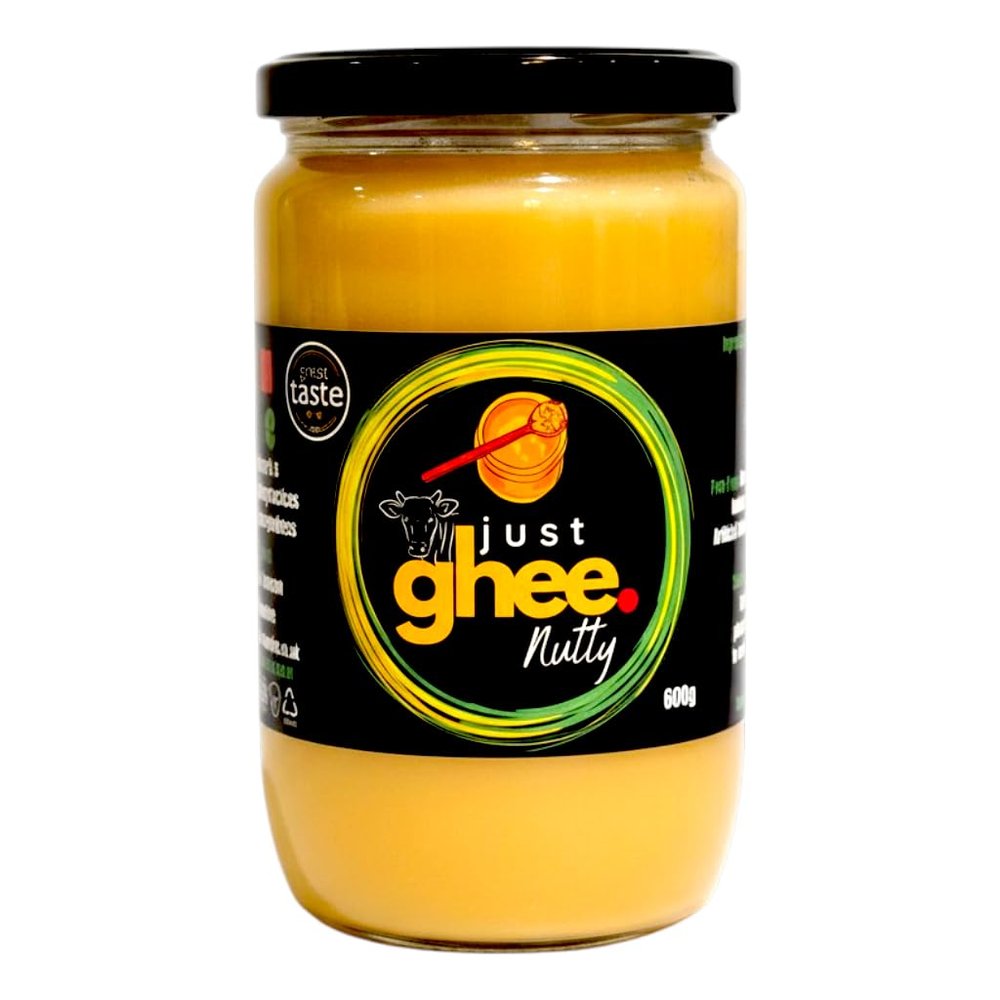 Just Ghee Nutty Bengali Ghee | No Nuts | Premium Authentic Cow Ghee | Grass-Fed Cows | Rich Taste | High Smoke Point | Nutrient-Rich | Vegetarian | Ayurvedic Benefits | 600g