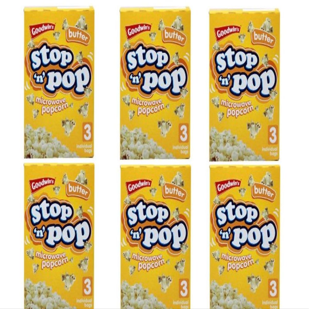 18pk 85g Stop N Pop Butter Flavour Microwave Popcorn 6 BOX | Popping Cinema Pop Corn Kernels for The Family Fun | SOL's Butter Flavoured Microwave Popcorn Kernels