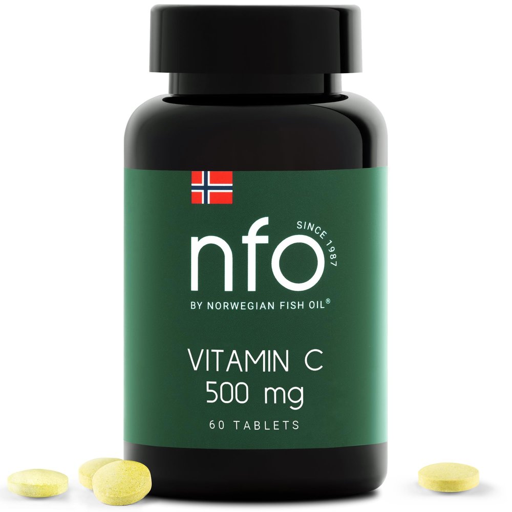 NFO Vitamin C Norwegian Fish Oil Natural High Dose Complex with Quercetin and Vitamin C from Natural Sources with a Dual antioxidant Effect (1er-Pack [1x60=60 Tabletten])