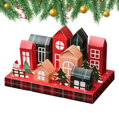 Empty Countdown Calendar Boxes Beautiful Ribbon Christmas House Shape