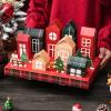 Empty Countdown Calendar Boxes Beautiful Ribbon Christmas House Shape view 2