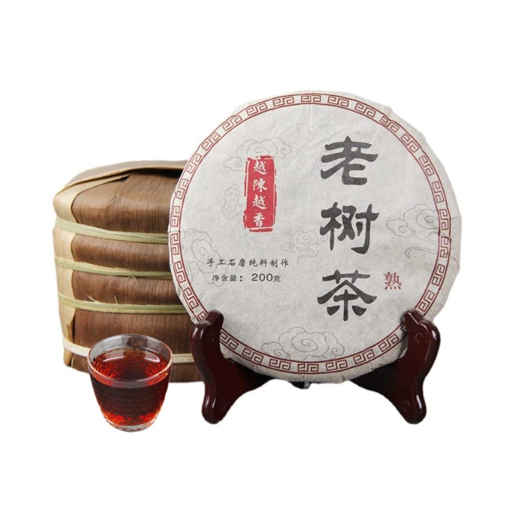 Aged Fermented Yunnan Puerh Tea Cake 200g Old Tree Tea Cooked Cake, The Better It Is for Storage