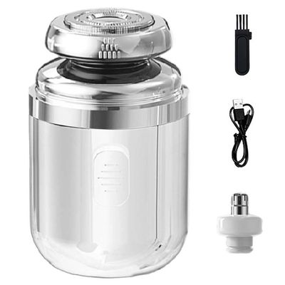 Capsule Razor, Mini Portable Electric Shaver for Men, Multifunctional Men's Electric Shaver, Mini Capsule Shaver, Rechargeable Electric Razor Shaving Machine, Type-C Charging (White)