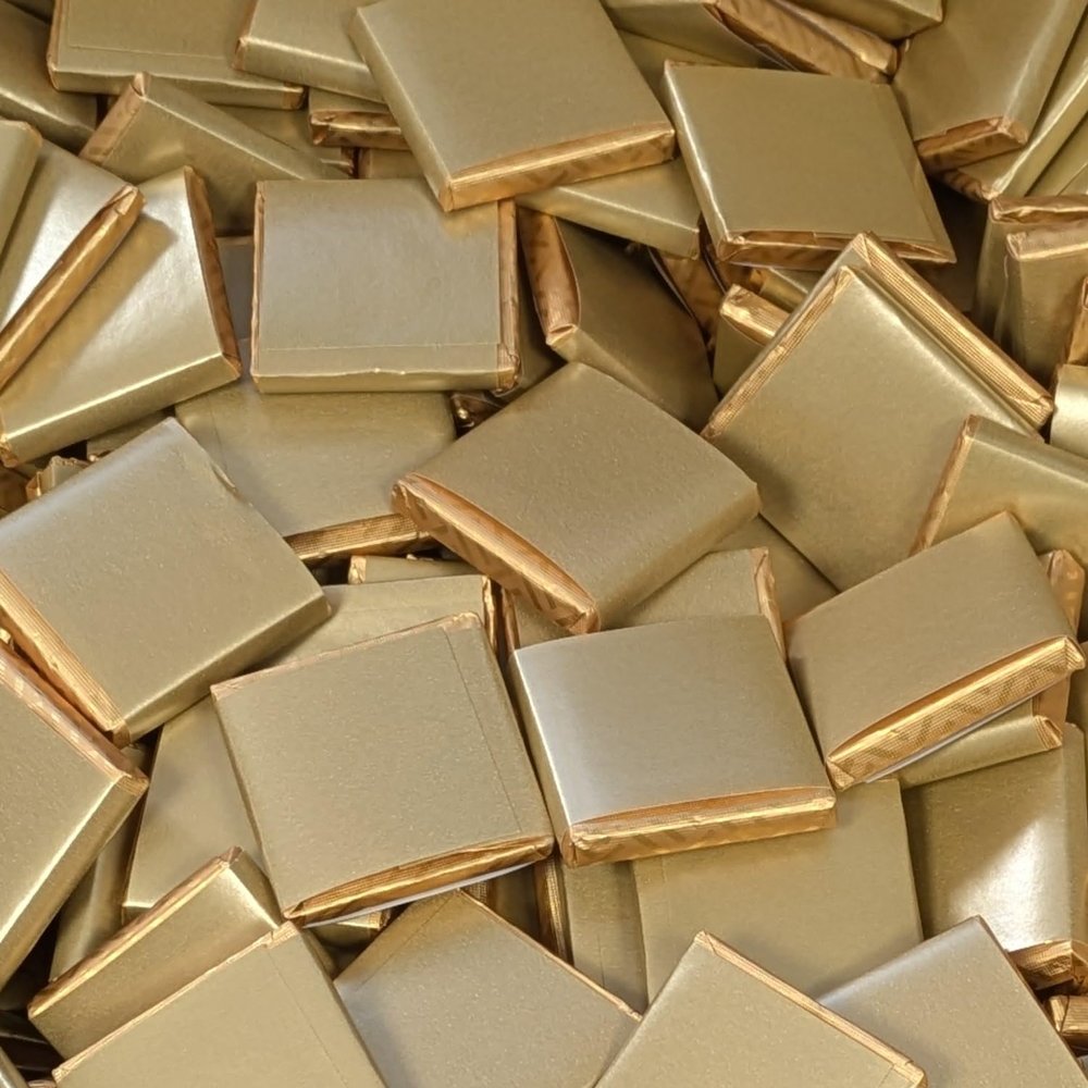 Milk Chocolate Neapolitans Plain Blank Foil Wrapped Event Party Favour Sweets (100, Gold Foil)