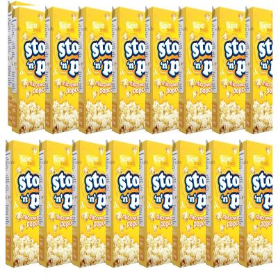 16 Box Stop N Pop Butter flavoure Microwave popcorns Cinema Style microwave Popcorns Movie night butter flavoured popcorns (3 bags in each box total 48pk)