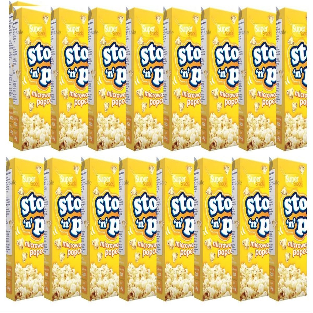 16 Box Stop N Pop Butter flavoure Microwave popcorns Cinema Style microwave Popcorns Movie night butter flavoured popcorns (3 bags in each box total 48pk)