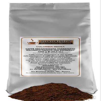 Decaffeinated Ground Coffee for Espresso Colombia Medex 1 kg - Single Origin Coffee