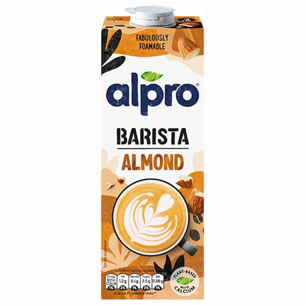 Almond Barista Plant Based Long Life Vegan Milk 1L x 1 Compatible with Alpro Dairy-Free UHT Drink with Welari Thank You Card | (1 Pack)