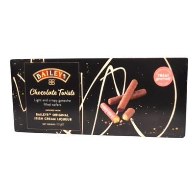 Chocolate Twists, 107g, Light & Crispy Ganache Filled Wafers, Infused with Bailey Original Irish Cream Liqueur (1)
