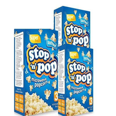 9pkx85g Stop N Pop salted flavoured Microwave Popcorn (3 BOX) Cinema style salted Popcorn Family movie night salted microwave popcorn