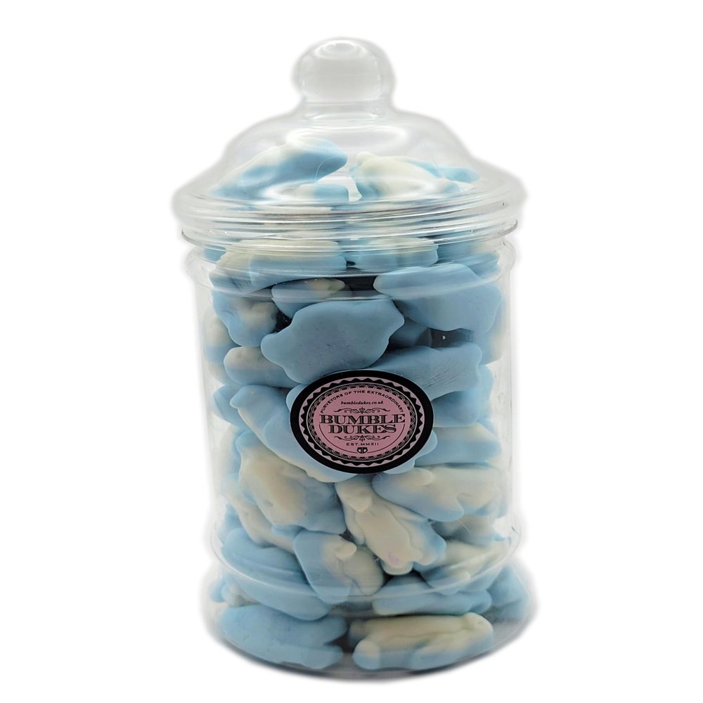 BUMBLEDUKES CHRISTMAS SWEETS JAR - XMAS PENGUINS BLACKCURRANT FLAVOUR JELLY FOAM SWEETS - CHRISTMAS CANDY GIFT