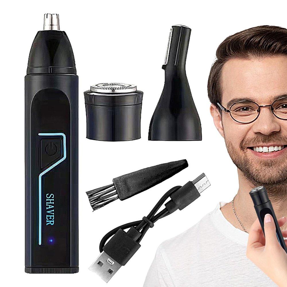Ear Nose Hair Trimmer | Rechargeable Precision Trimmer | Powerful Motor Waterproof Detail Trimmer | Rinsable & Interchangeable Heads, Multi-Purpose Hair Remover, Cordless Grooming Tool
