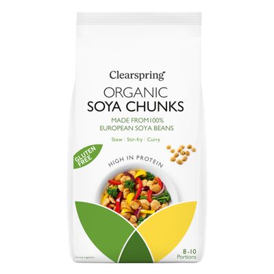 Clearspring Organic SOYA Chunks | TVP Textured Vegetable Protein | 200g | High in Protein & Fibre | Gluten Free | Vegan | Non GM | Kosher