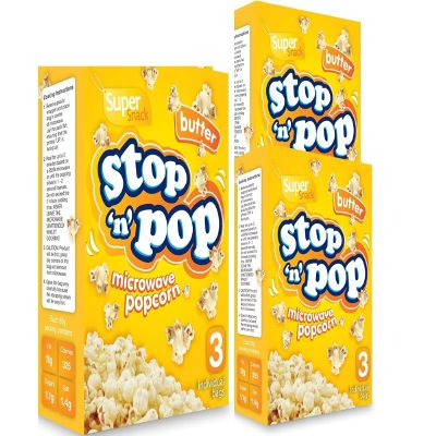 9pk x 85g Stop N Pop microwave popcorn Sols butter Flavour Microwave popcorns 3 BOX movie night Popcorn Family size butter Flavour microwave popcorn