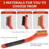 3pcs Upgraded Wire Brushes Set for Rust Cleaning - Includes Brass, Stainless Steel & Nylon Bristles, Small 7-Inch Metal Wire Brush with Ergonomic Curved Handle Grip, Ideal for Paint, Stain view 2