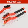 3pcs Upgraded Wire Brushes Set for Rust Cleaning - Includes Brass, Stainless Steel & Nylon Bristles, Small 7-Inch Metal Wire Brush with Ergonomic Curved Handle Grip, Ideal for Paint, Stain view 3