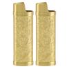 2PCS Vintage Metal Lighter Case, Retro Pattern Lighter Case Sleeve Cover Holder for Lighter Protection (Gold) view 1