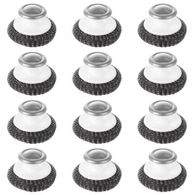 EATHEATY 12 Pack Steel Wool Scrubber with Handle, Stainless Steel Wire Pot Scrubber Metal Sponge, Mesh Metal Scrubbers for Cleaning Dishes, Grills, Pans, Ovens