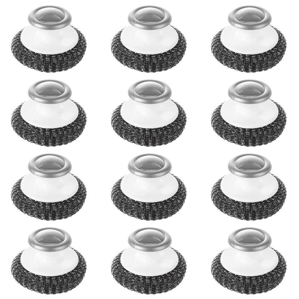 EATHEATY 12 Pack Steel Wool Scrubber with Handle, Stainless Steel Wire Pot Scrubber Metal Sponge, Mesh Metal Scrubbers for Cleaning Dishes, Grills, Pans, Ovens