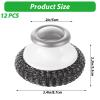 EATHEATY 12 Pack Steel Wool Scrubber with Handle, Stainless Steel Wire Pot Scrubber Metal Sponge, Mesh Metal Scrubbers for Cleaning Dishes, Grills, Pans, Ovens view 2