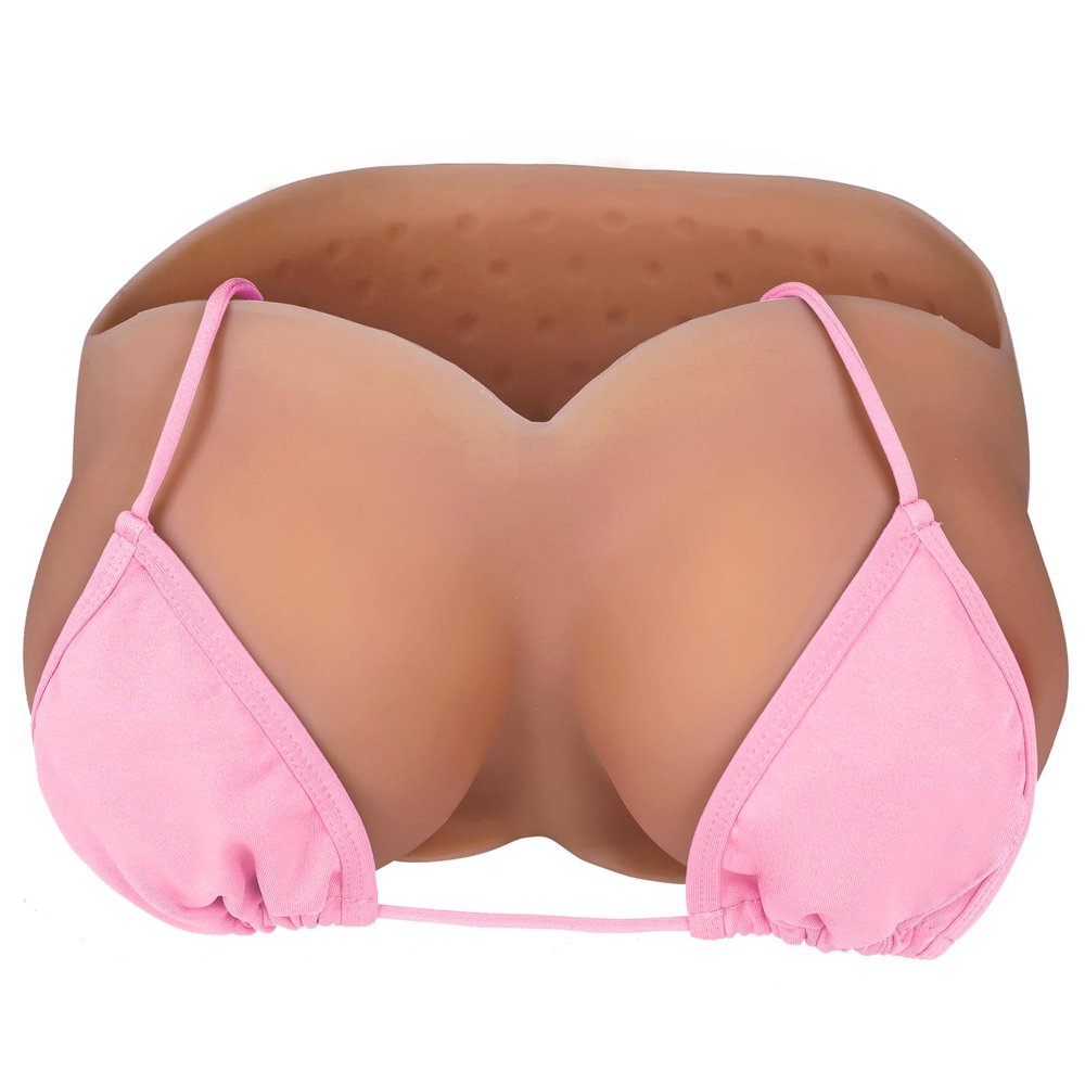 Vnmcry Silicone Breast Forms Cotton Filled V-Neck Tube Top False Chest Plates Strapless Breastplate Fake Boobs for Men Crossdresser Transgender Mastectomy Prosthesis (Bronze - H Cup M Size)