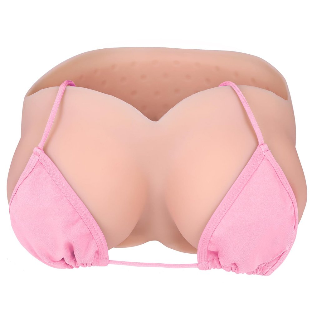 Vnmcry Silicone Breast Forms Cotton Filled V-Neck Tube Top False Chest Plates Strapless Breastplate Fake Boobs for Men Crossdresser Transgender Mastectomy Prosthesis (Ivory White - D Cup M Size)