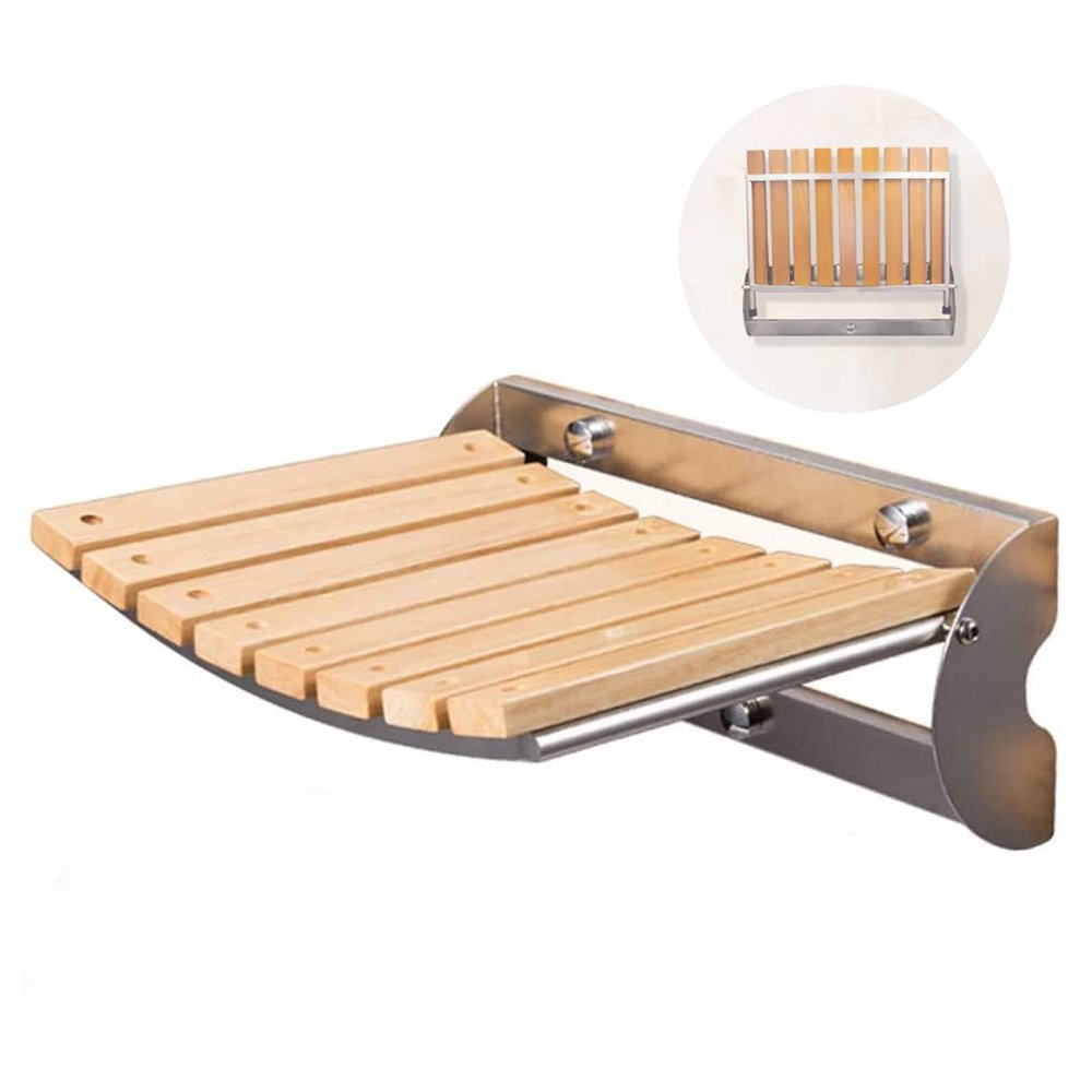 Folding Shower Seat for Elderly and Disabled, Shower Seat Bench, Wall-Mounted Folding Stool Chair/Wood/376X137X303 Metersm