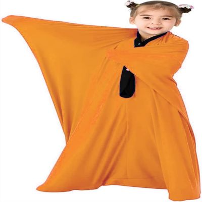 Sensory Sack for Kids Wearable Blanket for Focus Relaxation Stress Relief Calming Stretchy Body Sock for Toddlers Machine Washable No Fasteners(Orange,S)