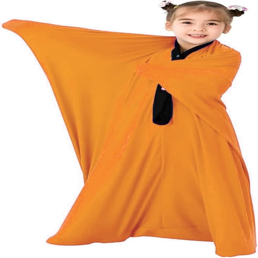 Sensory Sack for Kids Wearable Blanket for Focus Relaxation Stress Relief Calming Stretchy Body Sock for Toddlers Machine Washable No Fasteners(Orange,S)