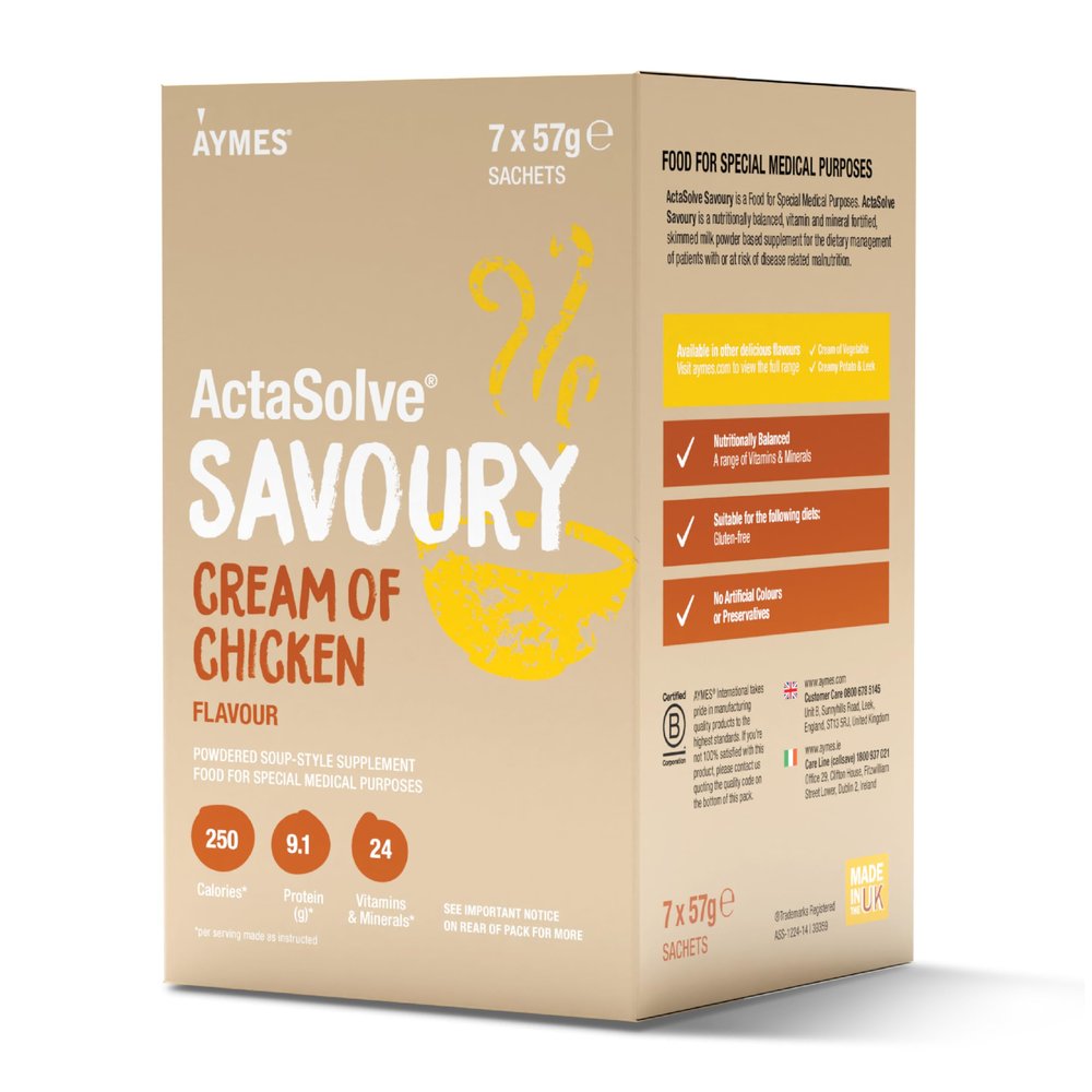 AYMES - ActaSolve Savoury - 42 Servings - Cream of Chicken - Soup-Style Nutritional Powder - Gluten Free - Suitable for Adults and Children Aged 3+
