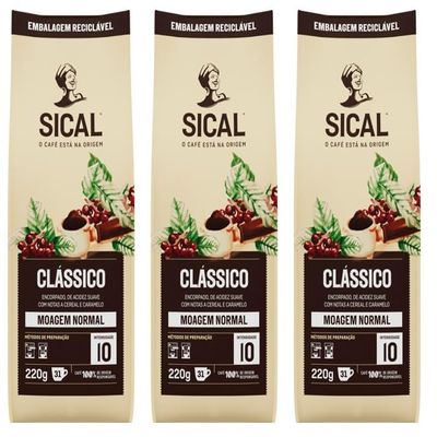 Sical Portuguese Clasico Normal Ground Coffee Cafe 5 Estrelas 220G 3 Pack