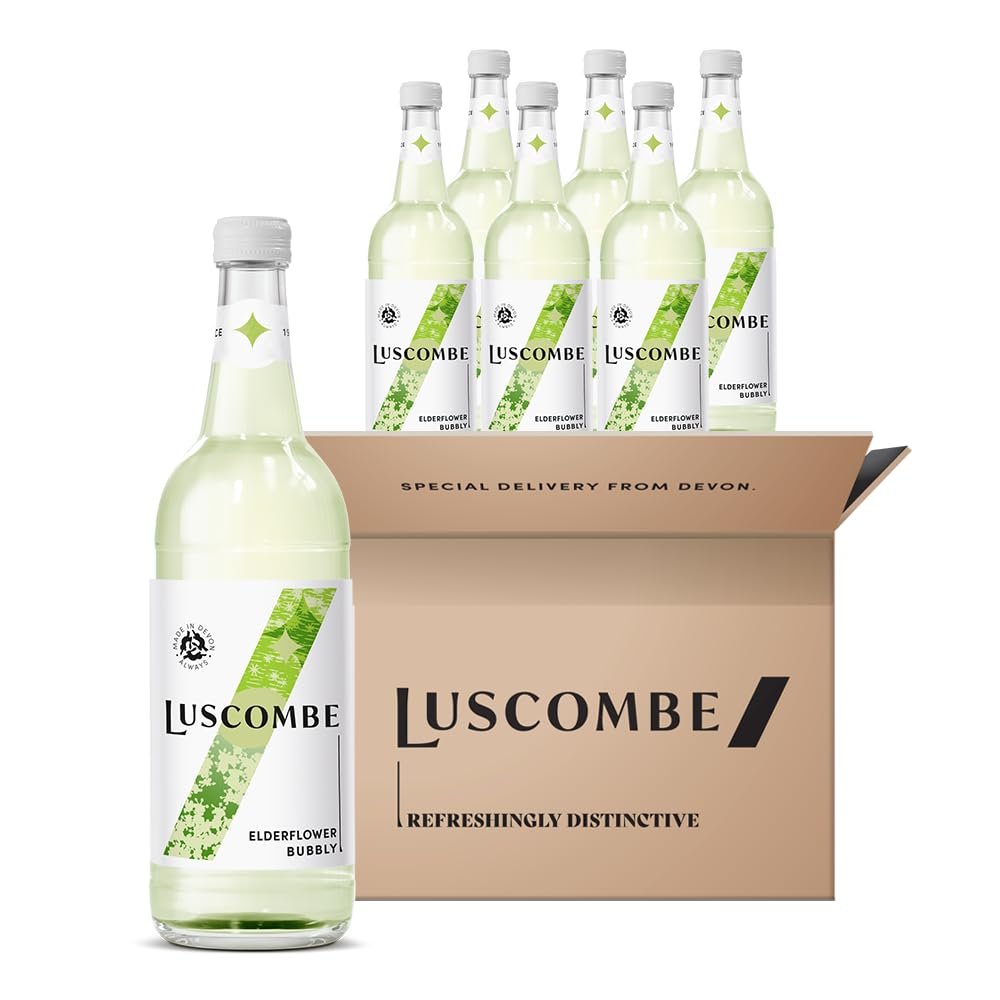 Luscombe - Elderflower Bubbly (6x74cl) - Dartmoor Spring Water, Elderflower & Sicilian Lemon Juice, All Natural Organic Ingredients, Vegan & Gluten Free, Natural Source of Vitamin C