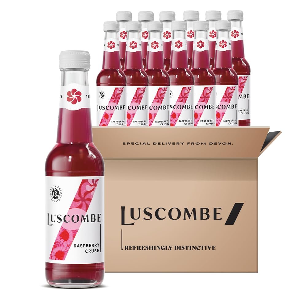 Luscombe - Raspberry Crush (12x27cl) - Dartmoor Spring Water, Sicilian Lemon Juice & Madagascan Vanilla, All Natural Organic Ingredients, Vegan & Gluten Free
