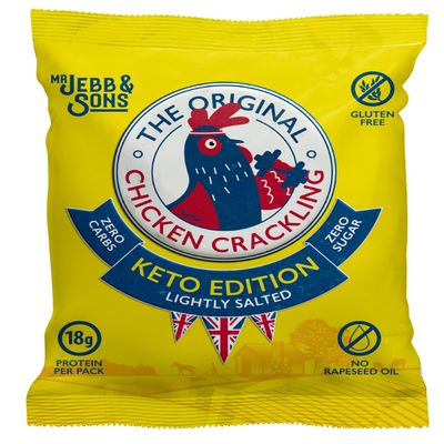 Chicken Crackling, NEW KETO EDITION made without Rapeseed Oil, Double Cooked Recipe, Lightly Salted Flavour. Low Carb, High Protein, Keto, Gluten Free Alternative to Pork Scratchings. 10x 40g Bags