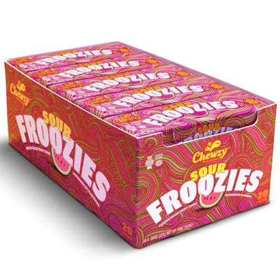 Chewzy Froozies Sour Watermelon Candy [20 x 27 gr] Sweet & Tangy Fruit-Flavoured Chewy Sweets  Juicy Gummy Treats for Snacking, Sharing, Parties, Gift Bags, Travel, Lunchboxes & Sweet Cravings
