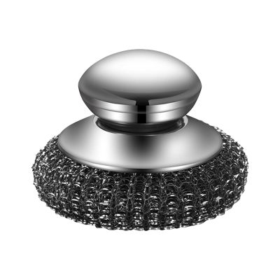 Stainless Steel Scourer with Handle, Stainless Steel Dish Scrubber with Handle - Wool Dish Scrubber Heavy Duty, Scrubbing Brush Kitchen, Cleaning Brush for Washing Pots, Pans, Sinks