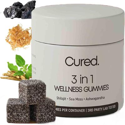 Cured 3 in 1 Gummies, Cured Shilajit Gummies for Men, Pure Shilajit Gummies, 30 Day Supply Per Bottle (2pcs)