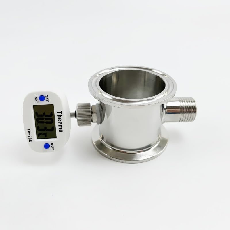 BYLSAGWHT 1.5" OD50.5mm Tri-Clamp Rectification Module With Thermowell Nipple And Male Thread 1/2",Reflux Column For, SS304(With Thermometer)