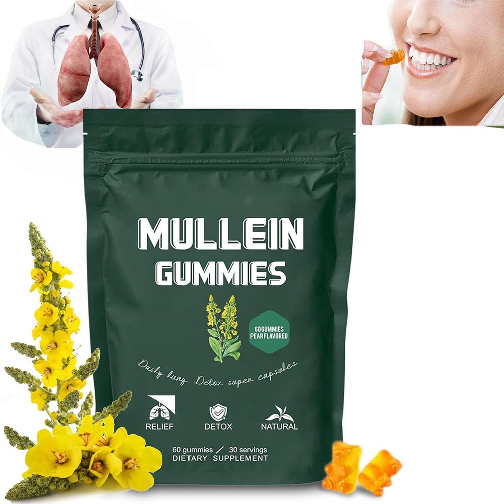 BetterLungs Mullein Gummies,Healthcare Supplement Edible Fitness Dietary Gummy,Daily Respiratory Health Gummies,Lung Health & Sinus Relief,Pear Flavor (1)