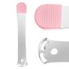 Tongue Scraper with Travel Case, Strong Tongue Scraper for Adults, Stainless Steel Tongue Cleaner with Silicone Brush, Get Rid of Bad Breath (Pink) view 1