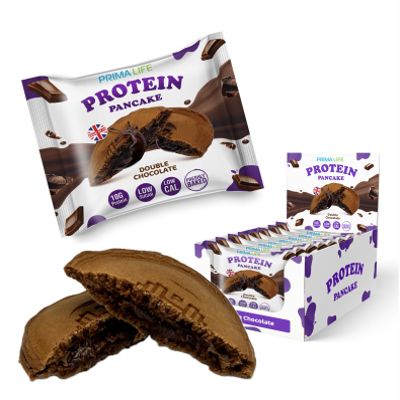 Primalife High Protein Pancake |10g Protein Healthy Snacks, Protein Snacks for Breakfast, Low Sugar, Low Carb,Low Calorie, Filling dietary fibre, Ready to Eat,On the Go (12 x 55g) (Double Chocolate)
