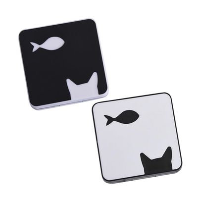 Beavorty 2pcs Cat Fish Pattern Lense Case Storage Box for Women Compact Organizer Mirror