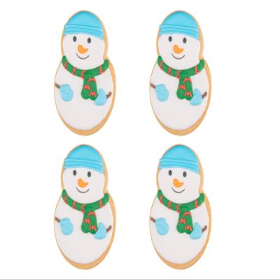XMAS Cookie - Snowman - Enjoy A Delicious Christmas Themed Cookie. Perfect As An After Dinner Treat - Coated In Tasty And Colourful Frosting - Size: 40g | Pack Of 4