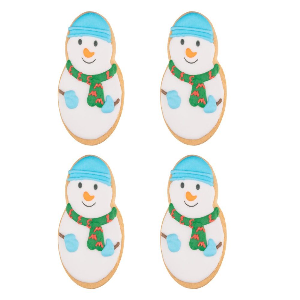 XMAS Cookie - Snowman - Enjoy A Delicious Christmas Themed Cookie. Perfect As An After Dinner Treat - Coated In Tasty And Colourful Frosting - Size: 40g | Pack Of 4