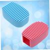 BCOATH Mini Silicone Clothes Washing Brush Set, 2pcs Handheld Laundry Scrubbing Brushes in Blue and Pink, Portable Multipurpose Washboard Cleaner for Stains and Delicate Fabric Care view 3